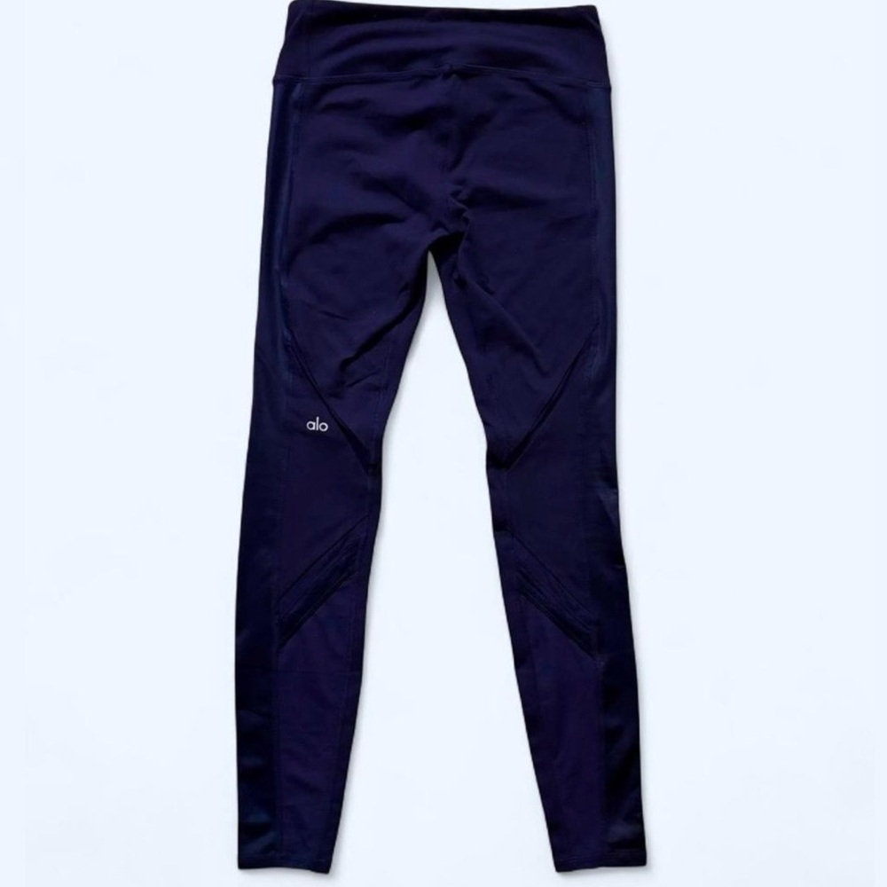 Alo Yoga Navy Leggings with Mesh Panels